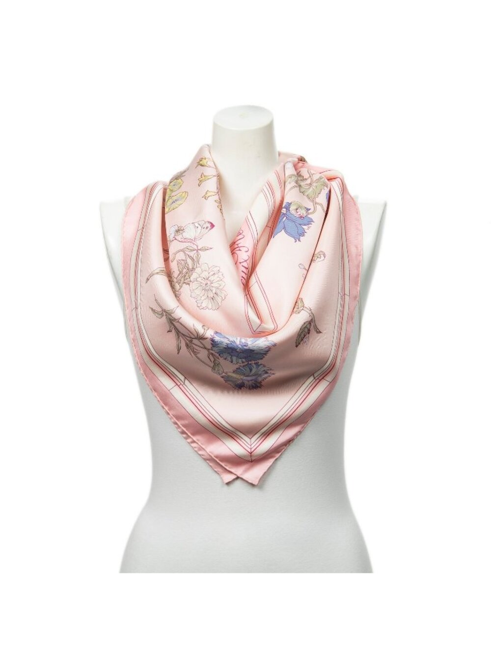 Hermes Scarf Pink Blue Twill Silk